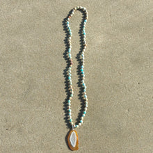 Aqua Terra Jasper Mala Necklace with Agate Geode Pendant
