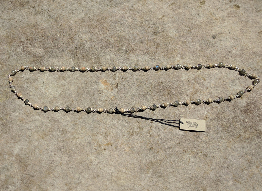 Silver necklace, Tulsi and Labradorite