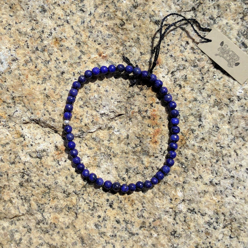 Lapis Lazuli Bracelet, 4mm round stone beads on elastic