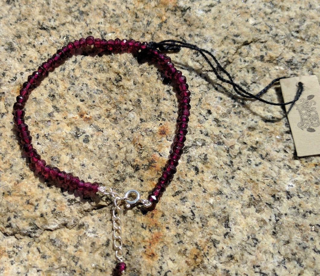 Garnet faceted gemstone bracelet