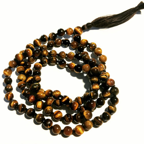 Tiger's eye 108 bead knotted